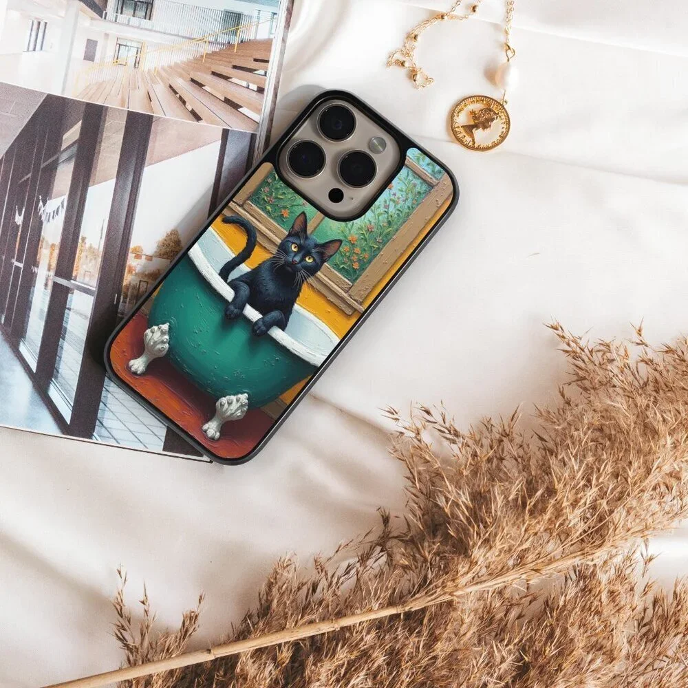 Cat Phone Case iPhone 16 Pro, 15 Pro, 14, Samsung Galaxy S25 Google Pixel